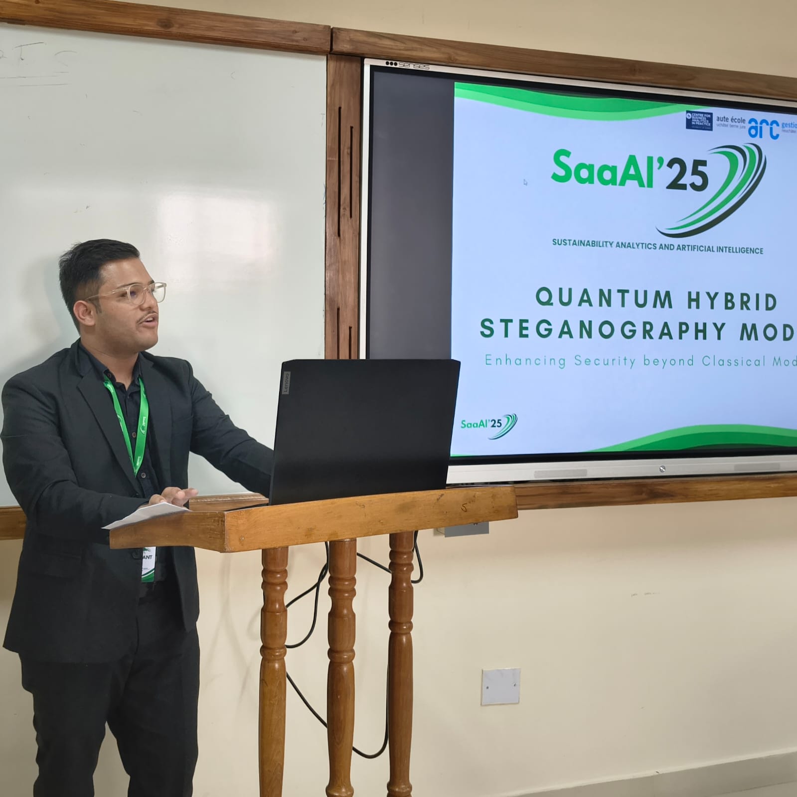 Swarnajit Roy presenting research at SaaAI '25
